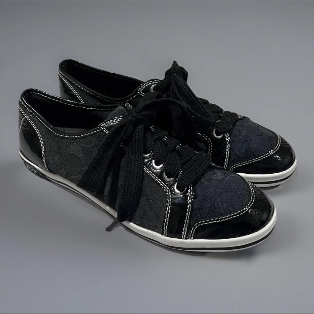 Coach Brodi Women's Black Signature Logo C Lace Up Sneakers Shoes Size 8.5b